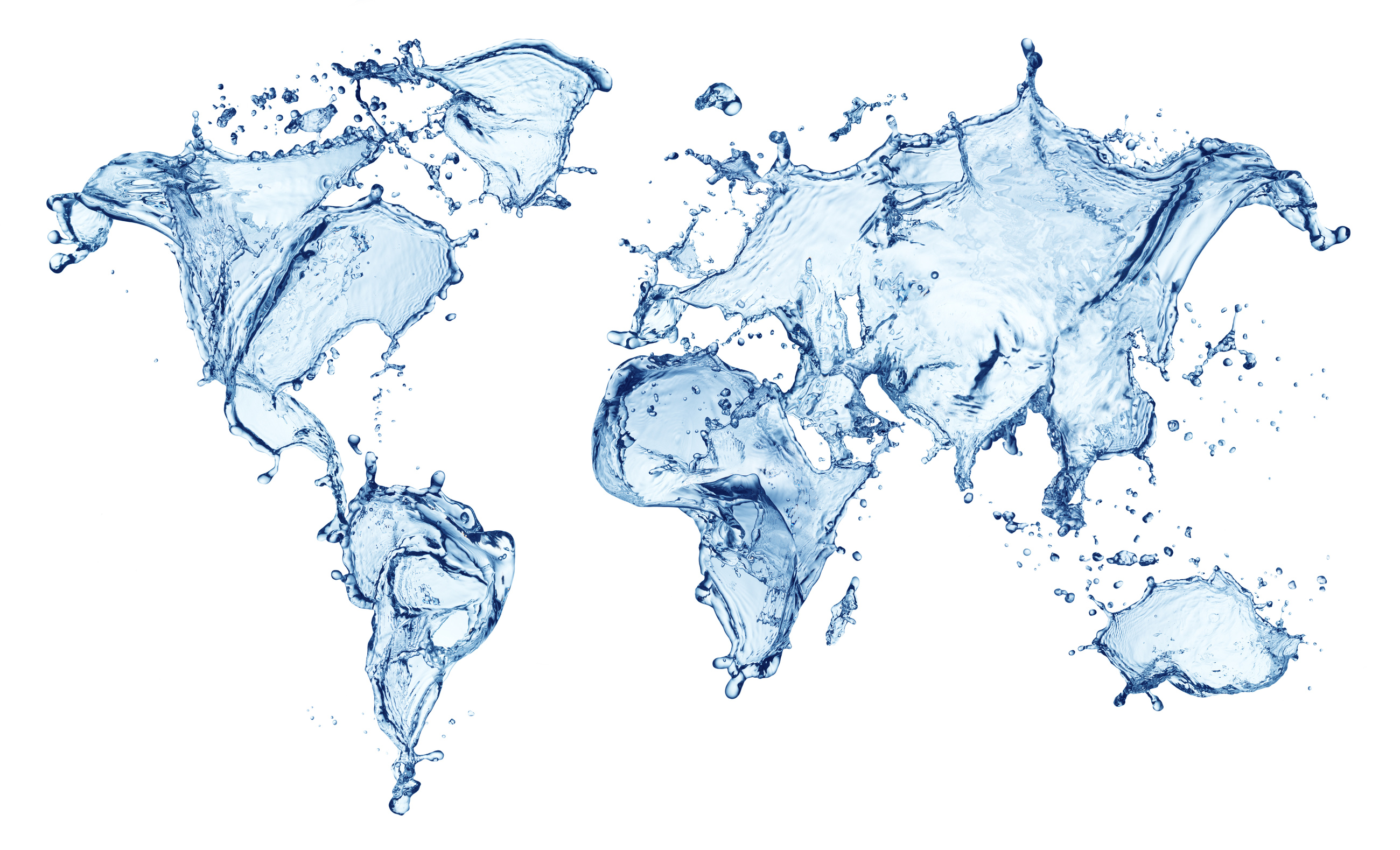 blue water splash (world map) isolated